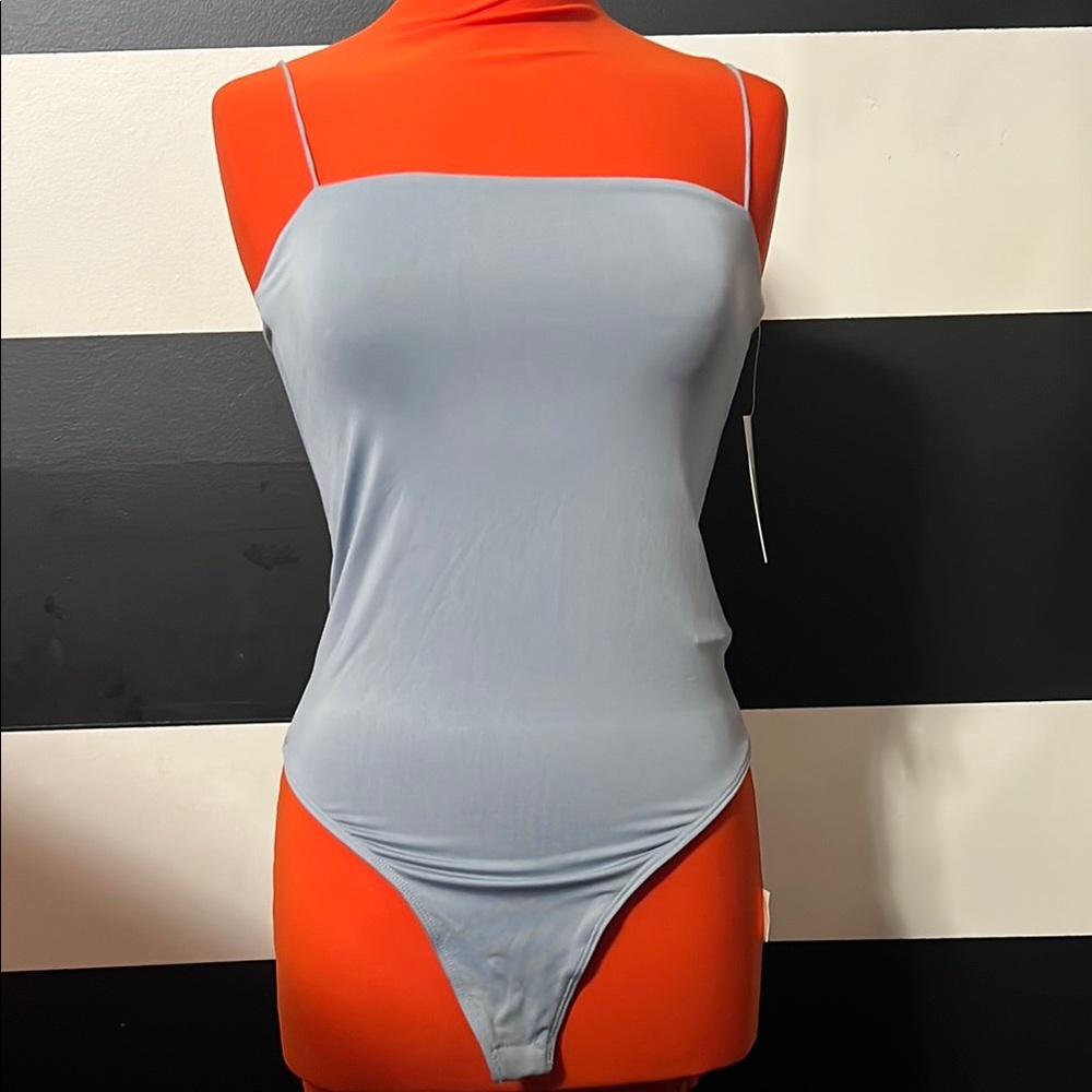Women’s Light Blue Square Neck Swim One-Piece